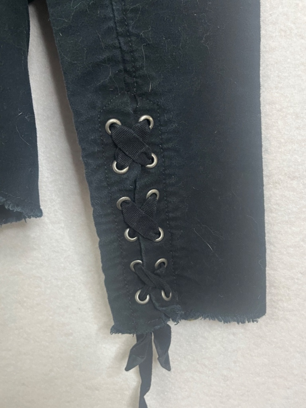 Free People Black Military Style Jacket Lace Up Sleeve Button Front Size Small - Picture 5 of 6